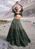 Emerald Green Heavy Crystal Cut Embroidered Lehenga With Cape