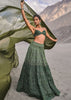 Emerald Green Heavy Crystal Cut Embroidered Lehenga With Cape