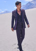 Violet Royal Hand Embroidered Tussar Tuxedo Set
