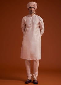 Pink Sherwani Set With Hand Embroidery And Dupatta