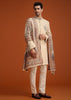 Beige Hand Embroidered Indo Western Set With Dupatta