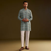 Sage Green Kurta With Floral Paisley Print