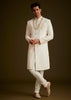 Ivory Embroidered Sherwani Set With Pearl Detailing