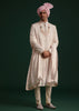 Pink Silk Threadwork Sherwani Set With Anarkali Kurta