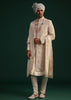 Gold Silk Zari Embroidered Sherwani Suit With Dupatta And Mala