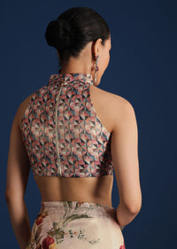 Off White Tissue Muslin Printed Saree With Pitta Work