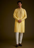 Yellow Silk Kurta Set With Resham Embroidery