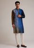 Blue Ombre Silk Kurta Set With Mirror Embellishments