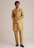 Yellow Kurta Pant Set With Embroidered Nehru Jacket