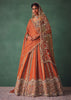 Rust Raw Silk Bridal Lehenga With Buti Work Dupatta