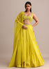 Yellow Garwal Tissue Double Circular Lehenga With Embroidered Blouse And Dupatta