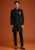 Black Indo Western With Brass Brooch Detailing