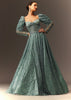 Blusih Grey Sequins Gown With Corset Blouse And Symmetrical Sleeves