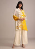 Yellow And Cream Colour Block Crepe Embroidered Kurta Pant