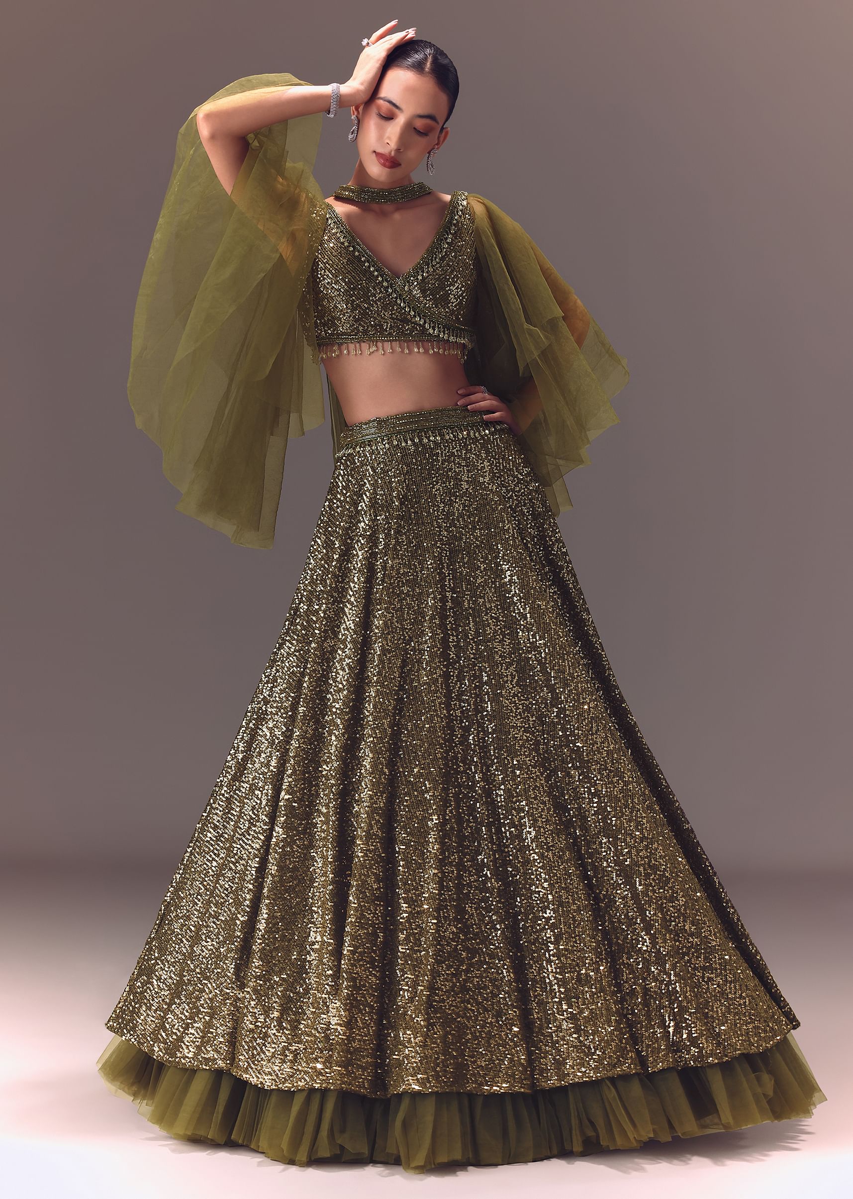 sequin blouse lehenga