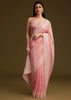 Light Pink Tissue Sequin And Resham Thread Work Saree