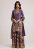 Purple Crepe Silk Sharara Set With Mirror And Sequins Work