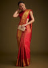 Red Kanjivaram Silk Saree With Golden Zari Woven Border