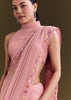 Pink Georgette Saree With All Over Kashmiri Bud Work