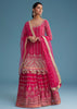 Pink Georgette Sharara Set With Mirror Sequins And Zardosi Work