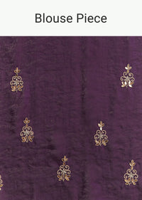 Purple Satin Saree With Gotapatti Work And Scallop Border