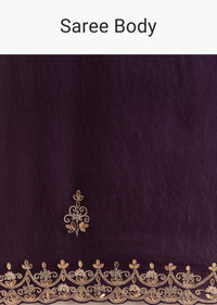 Purple Satin Saree With Gotapatti Work And Scallop Border