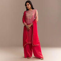 Pink Tissue Zardosi Embroidered Palazzo Set