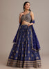 Royal Blue Bandhani Lehenga Set With Zari Butti And Sequins Work