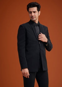 Black Front Pleated Tuxedo Set