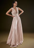 Blushing Peach Organza Jumpsuit With Cutdana Jacket