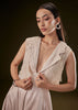 Blushing Peach Organza Jumpsuit With Cutdana Jacket