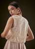 Blushing Peach Organza Jumpsuit With Cutdana Jacket