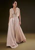 Blushing Peach Organza Jumpsuit With Cutdana Jacket
