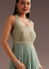 Aqua Blue Cut Dana Indowestern Jumpsuit