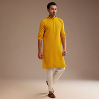 Yellow Rayon Embroidered Kurta Set