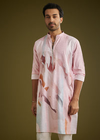 Multicolor Linen Kurta Set With Abstract Print