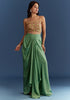 Light Aqua Green Cotton Muslin Printed Croptop Cape Suit