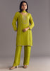 Green Chinon Kurta Set With Cutdana Moti Work Dupatta
