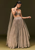 Gold Embroidered Sweetheart Neck Blouse With Lehenga And Choker Dupatta