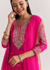 Pink Zari Work Kurta Set With Chiffon Dupatta