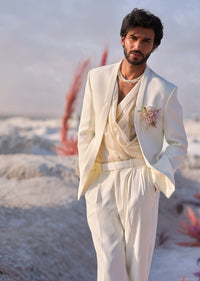 Ivory Pearl Embellished Tuxedo Set