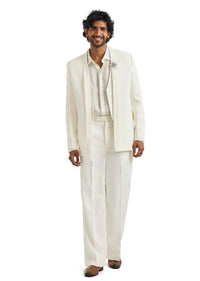 Ivory Tuxedo Set With Pearl Letter Detailing