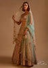 Powder Pink Lehenga In Raw Silk Heavily Hand Embroidered In Floral And Moroccan Motifs Along With 3D Flower Detailing