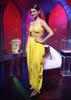 Corn Yellow Dhoti And Crop Top Suit With Hand Embroidered Leaf Motifs And A Matching Dupatta