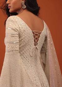 Shell Pink Embroidered Georgette Sharara Suit