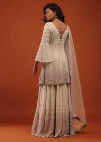 Shell Pink Embroidered Georgette Sharara Suit