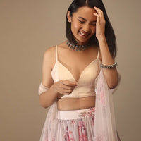 Shell Pink Spaghetti Strap Blouse With A Sweetheart Neckline