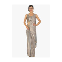 Shimmer Lycra saree skirt with pre stitched pallo in zari patch  with chain dangler only on Kalki