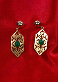 Shiny Gold plated metal coated earring with cut work only on Kalki