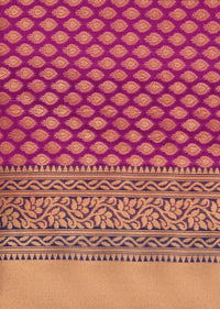 Silk saree in rani pink with gold pallav border only on Kalki